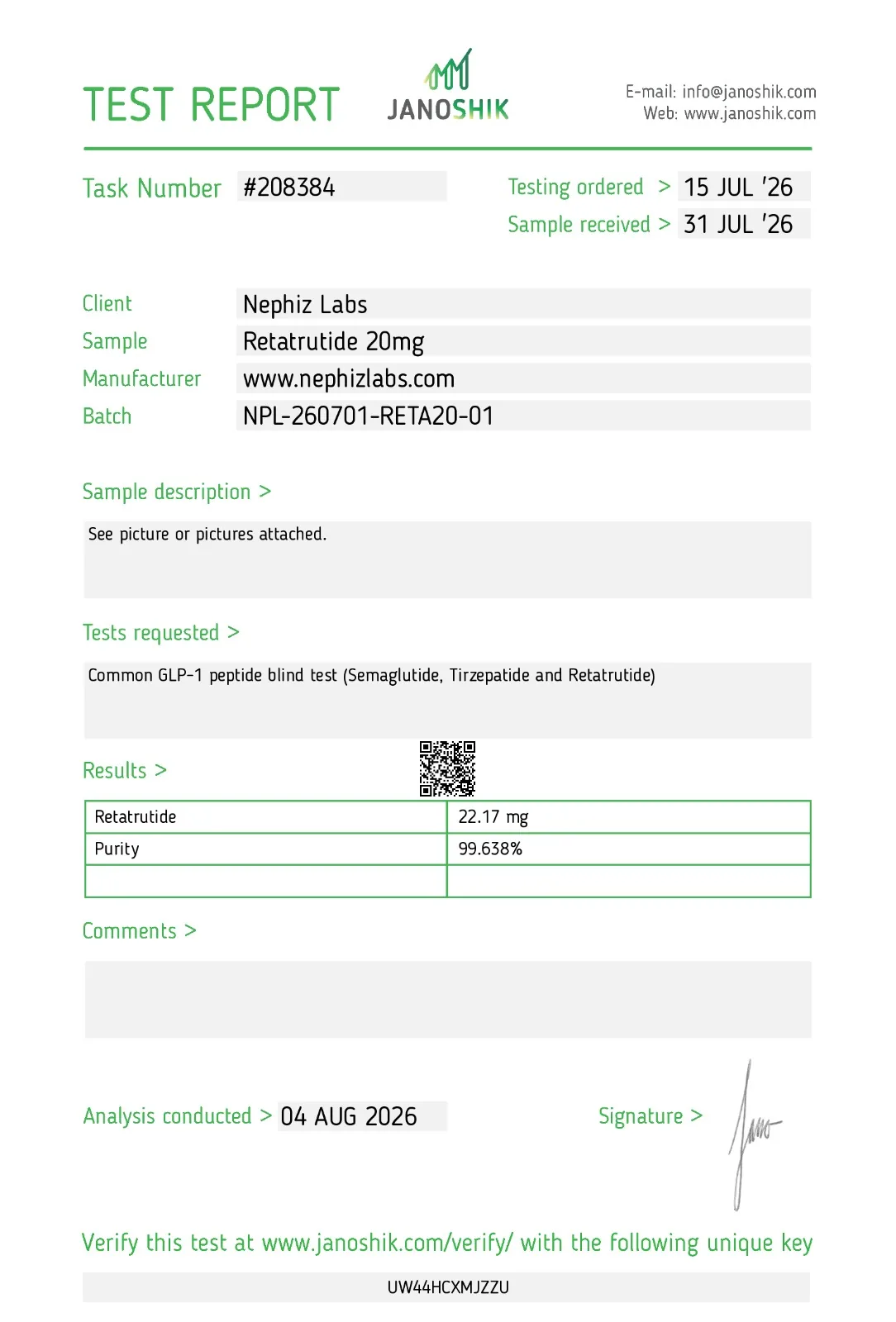 Retatrutide — Certificate of Analysis